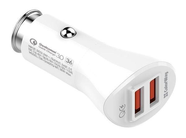 COLORWAY 2x USB nabíjačka do auta 36W/ Biela
