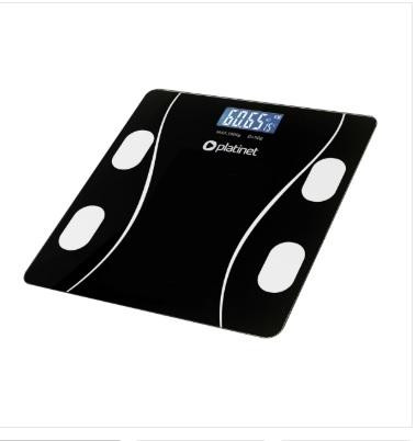 PLATINET osobná váha bluetooth - nosnosť 180 KG, 26x26 cm, čierna, s aplikáciou
