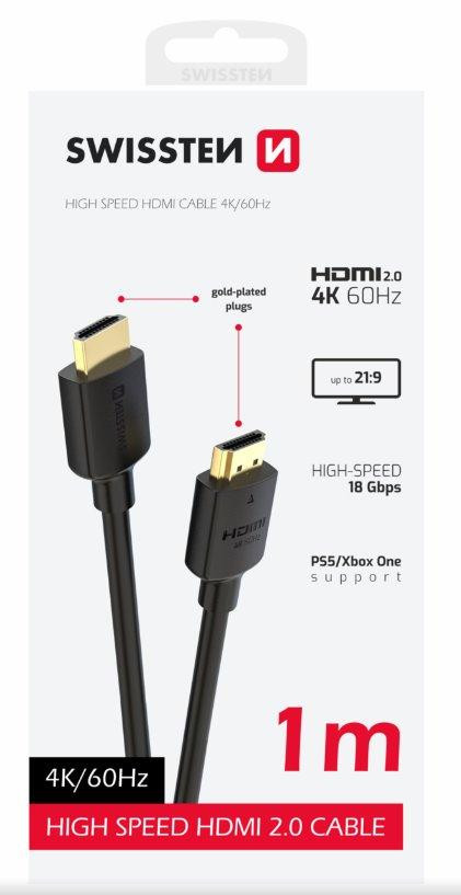 SWISSTEN KÁBEL HDMI NA HDMI 4K 60Hz 1,0 M PVC