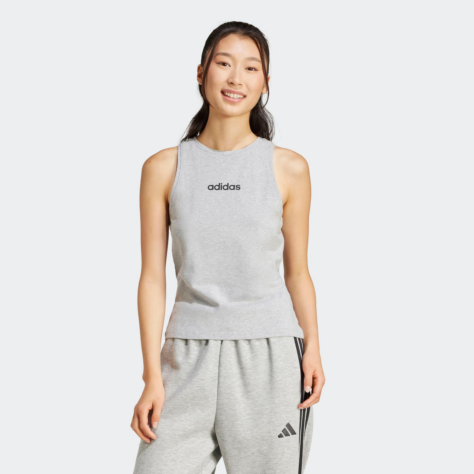Dámske bavlnené tielko adidas na fitness – sivé