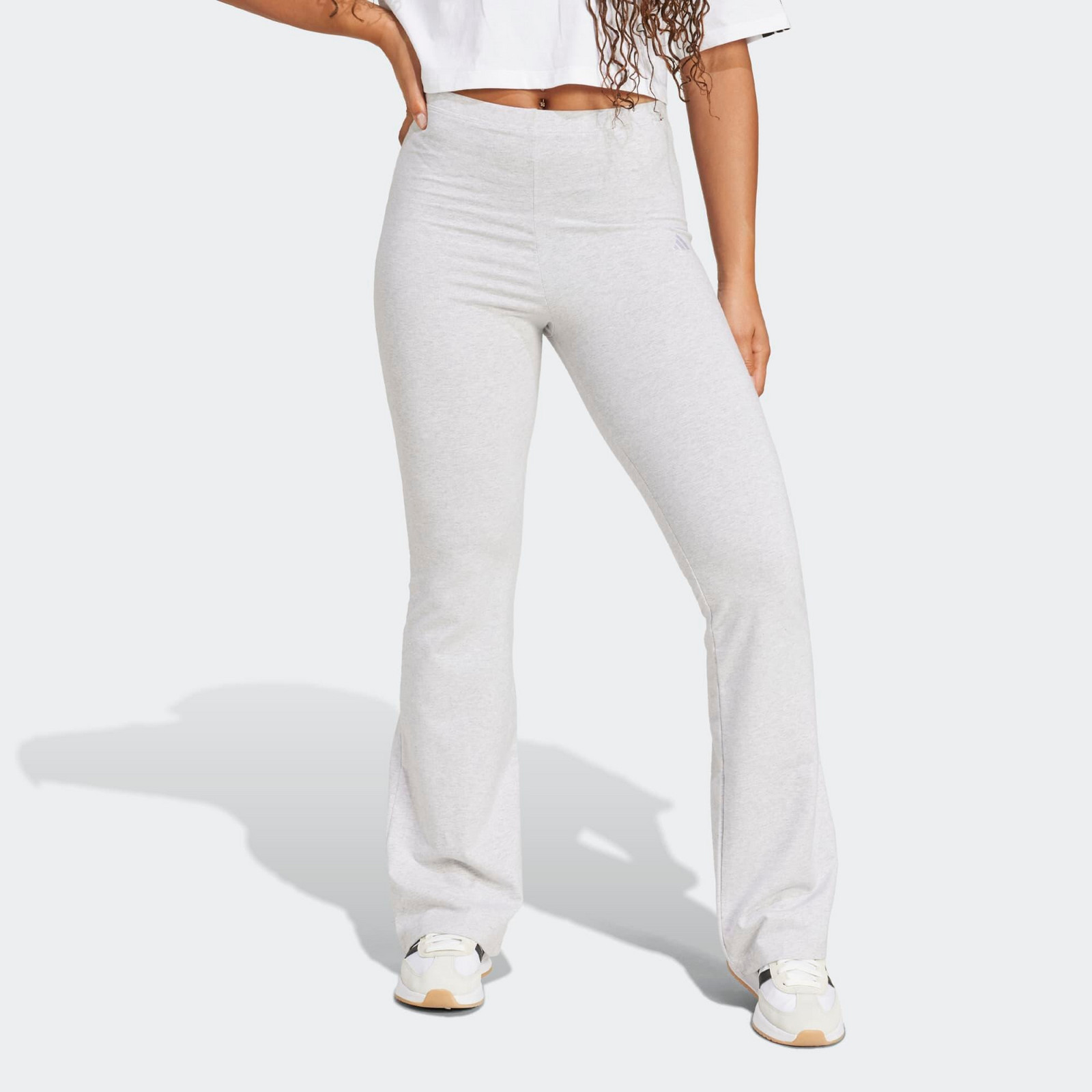 Dámske legíny ADIDAS Flare so širokým strihom sivé