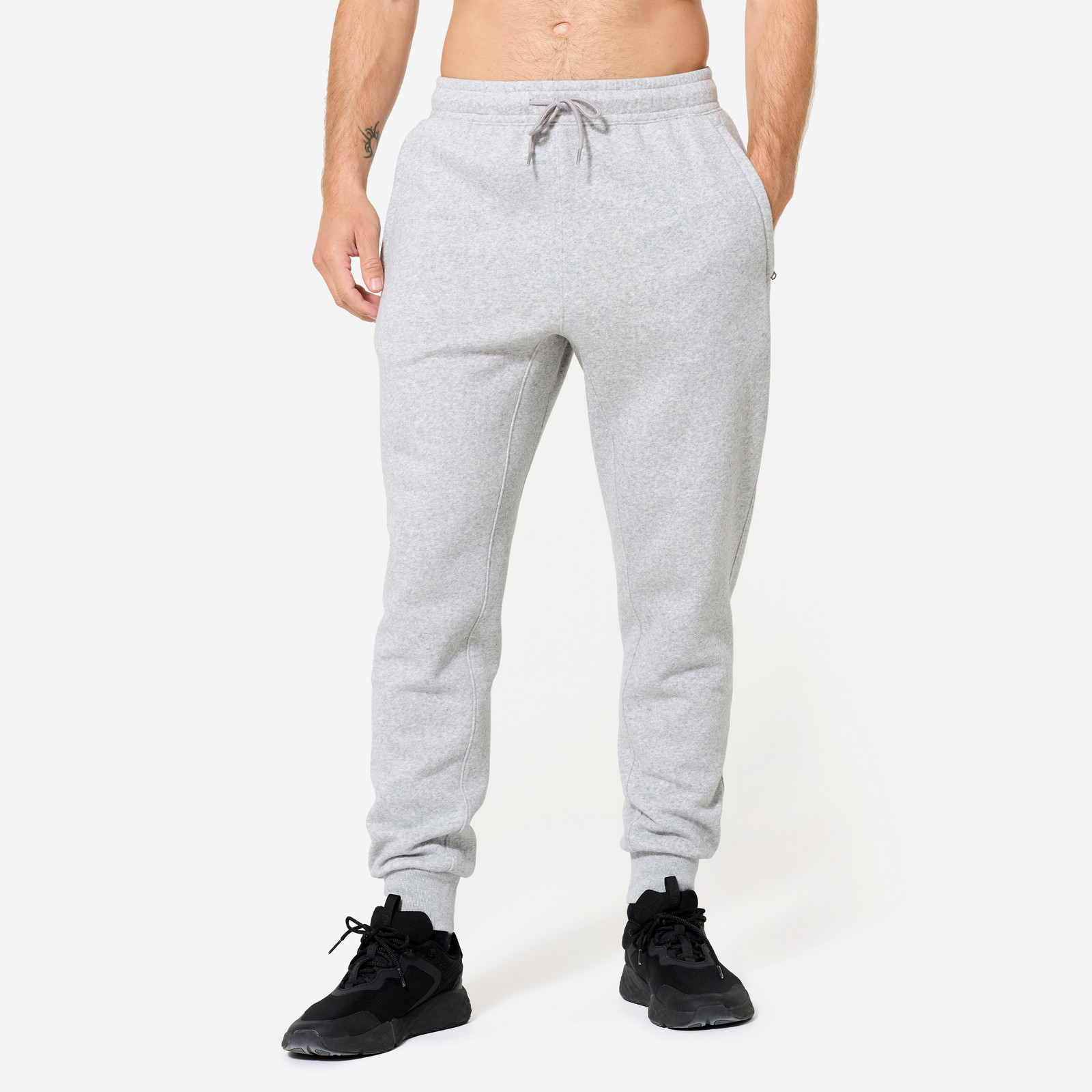 Pánske fitness tepláky strih regular sivé