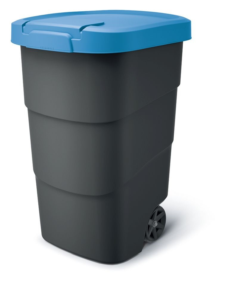 Popolnica Prosperplast Wheeler 90 l antracit s modrým vekom