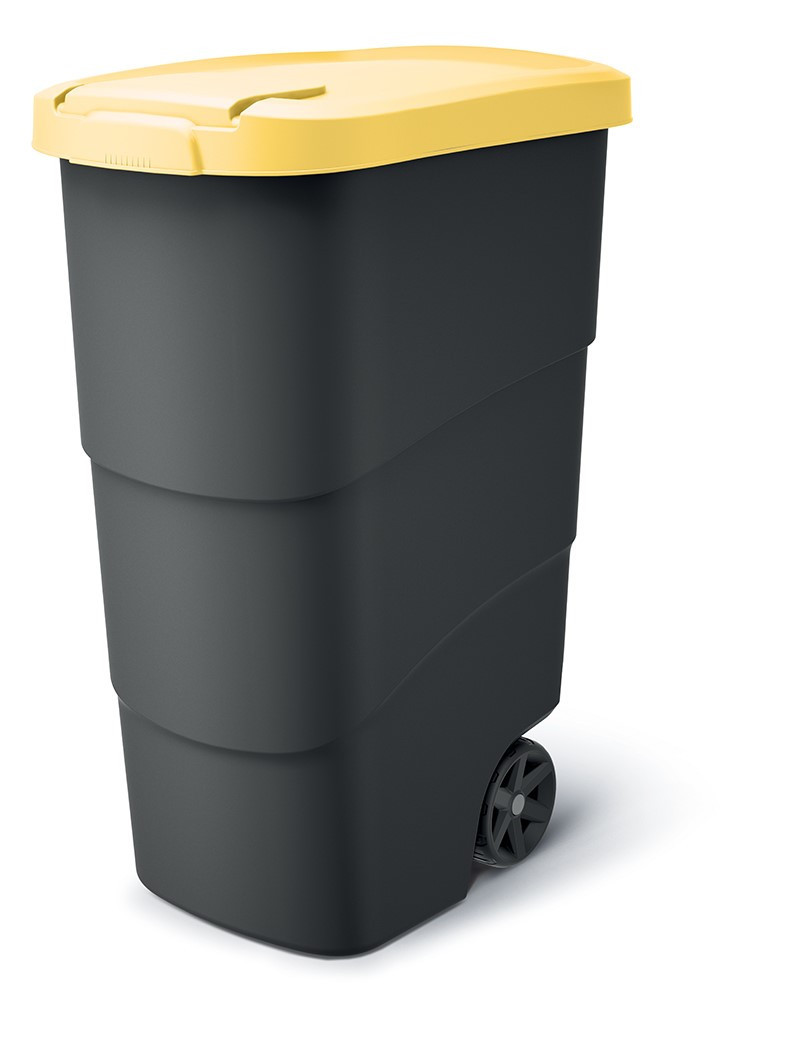 Popolnica Prosperplast Wheeler 90 l antracit so žltým vekom