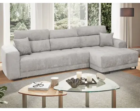 Rohová sedačka s nastaviteľnou hĺbkou sedu Vito Bravery, svetlo šedá látka%