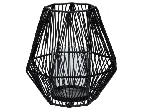 Kovový lampáš 16x17 cm, čierna%