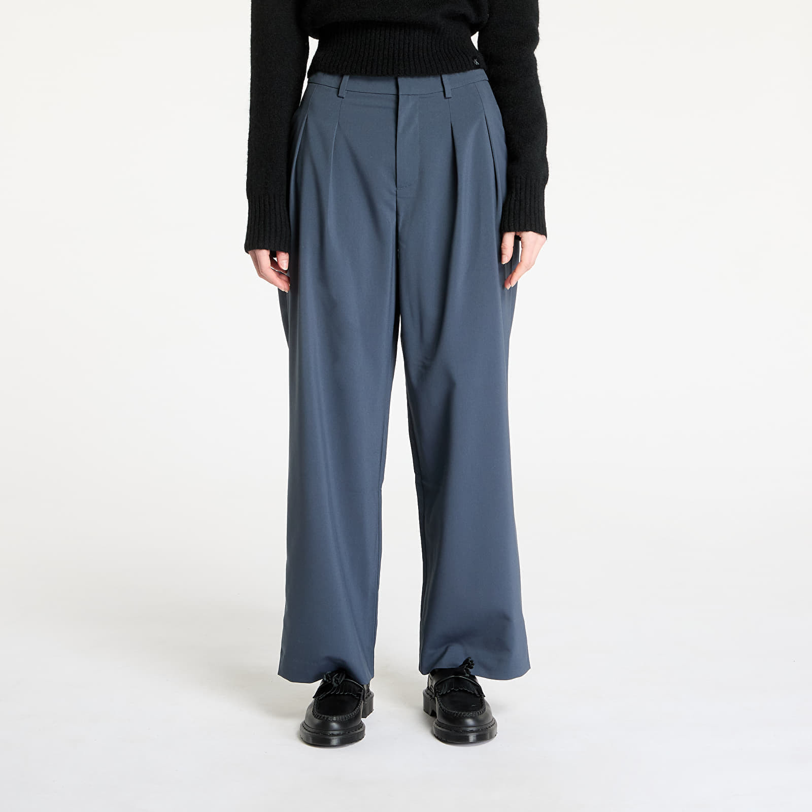 Kalhoty Calvin Klein Jeans Tailored Wide Leg Pants Blue 30