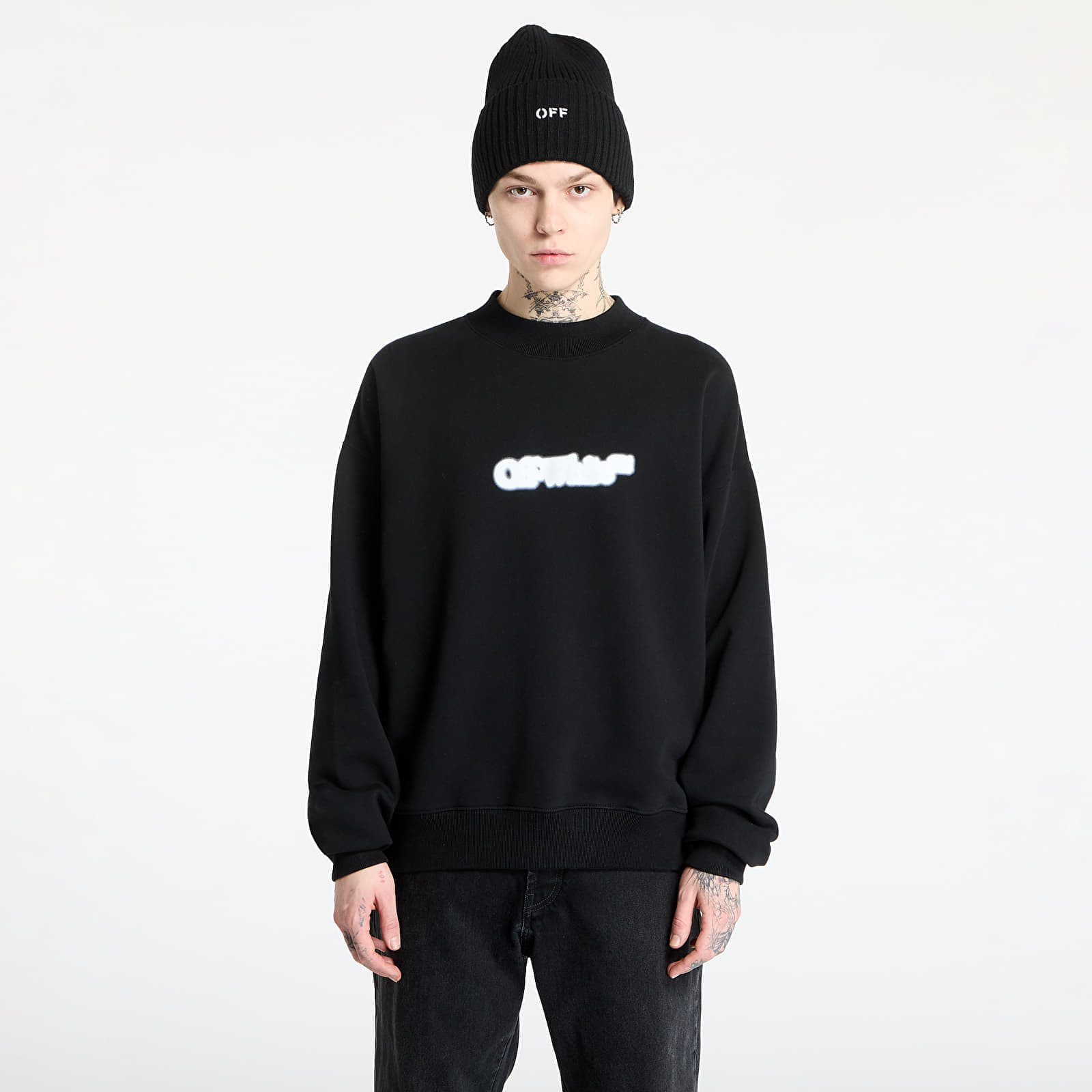 Mikina Off-White Spray Arrow Skate Crewneck Black/ White M