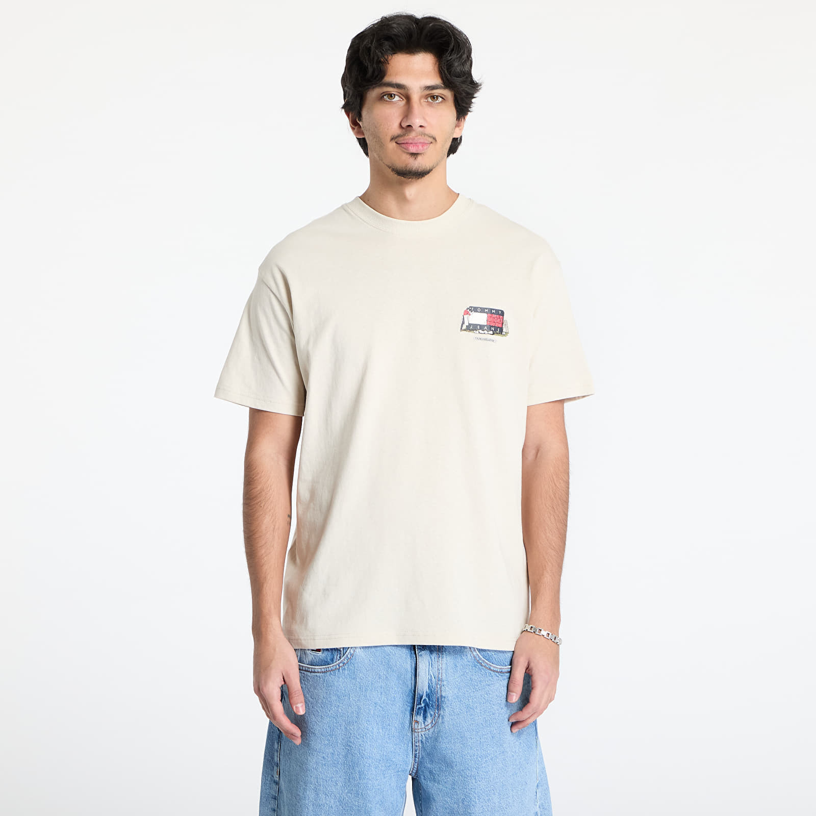 Tričko Tommy Jeans Rlx Novelty 1 Tee Beige M