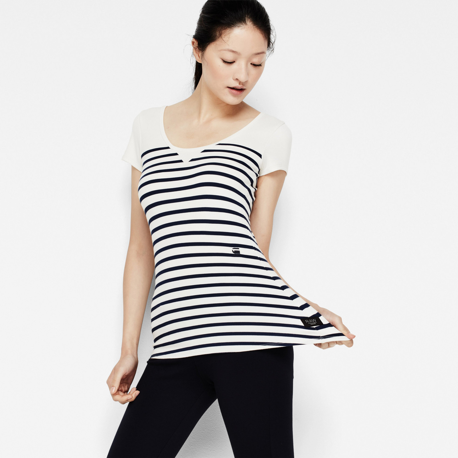 G-STAR Tričko - Ultimate Stretch Short Sleeve T-shirt pruhované