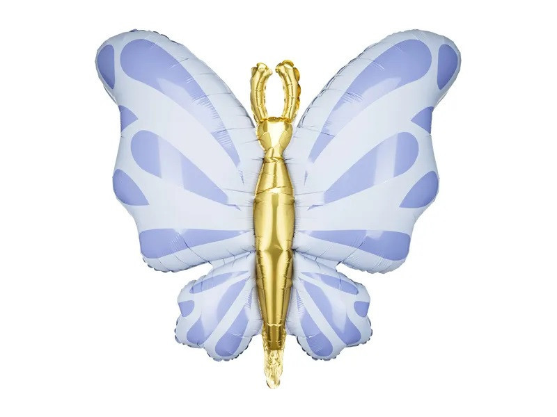 PartyDeco Fóliový balón Motýľ 69x69 cm - modrý