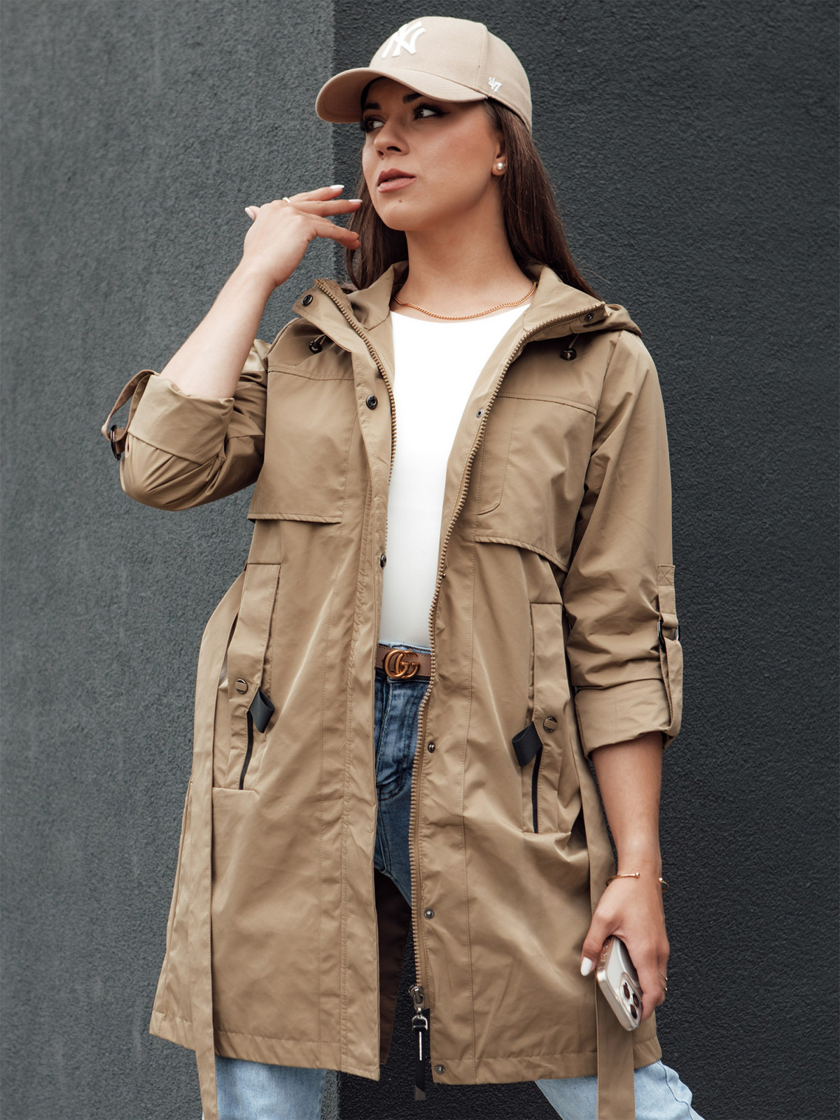 Dámska bunda MODERNS dark beige Dstreet TY4389 S