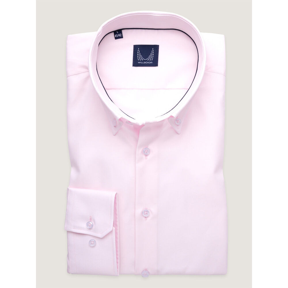 Pánska košeľa slim fit ružová s golierom na gombíky 17903