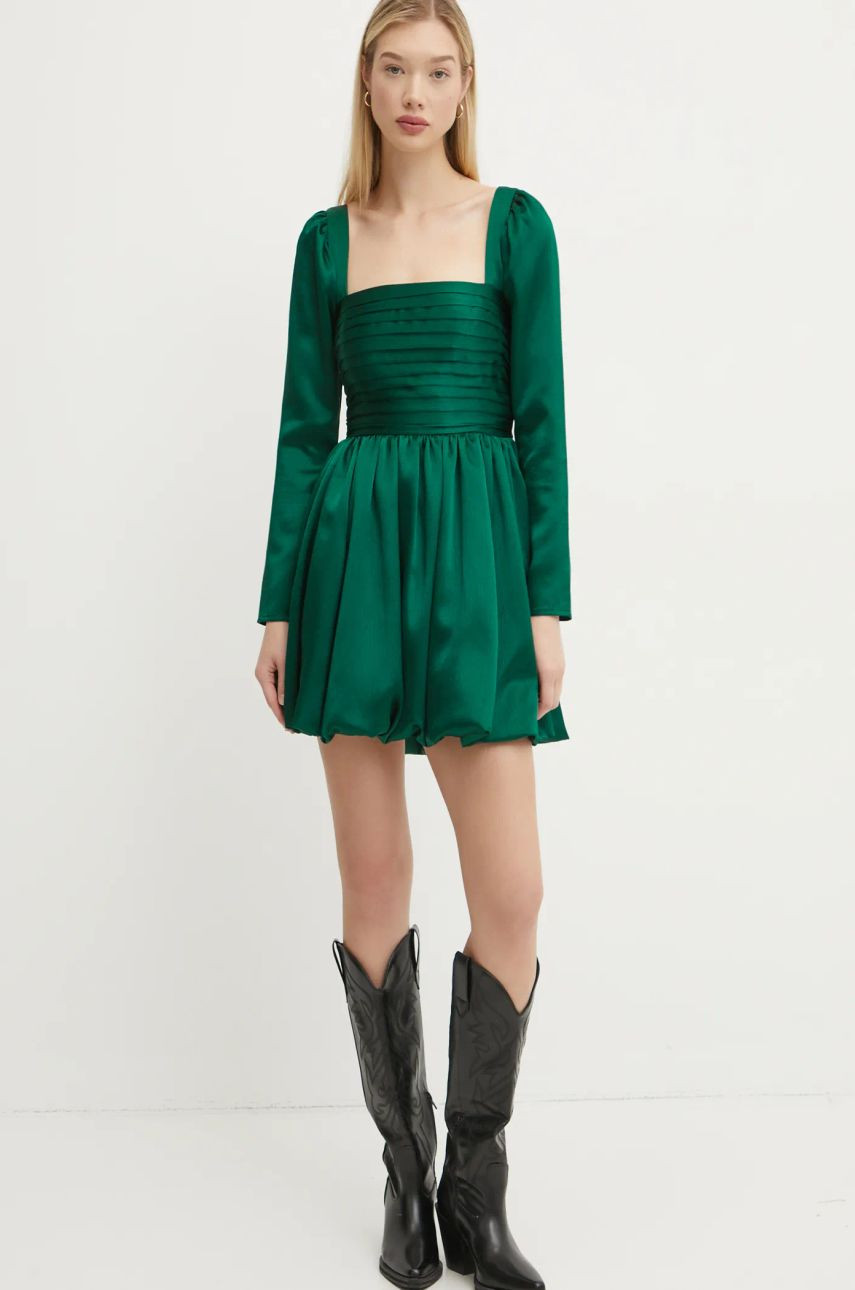 Šaty Abercrombie & Fitch zelená farba, mini, áčkový strih, KI159-5085