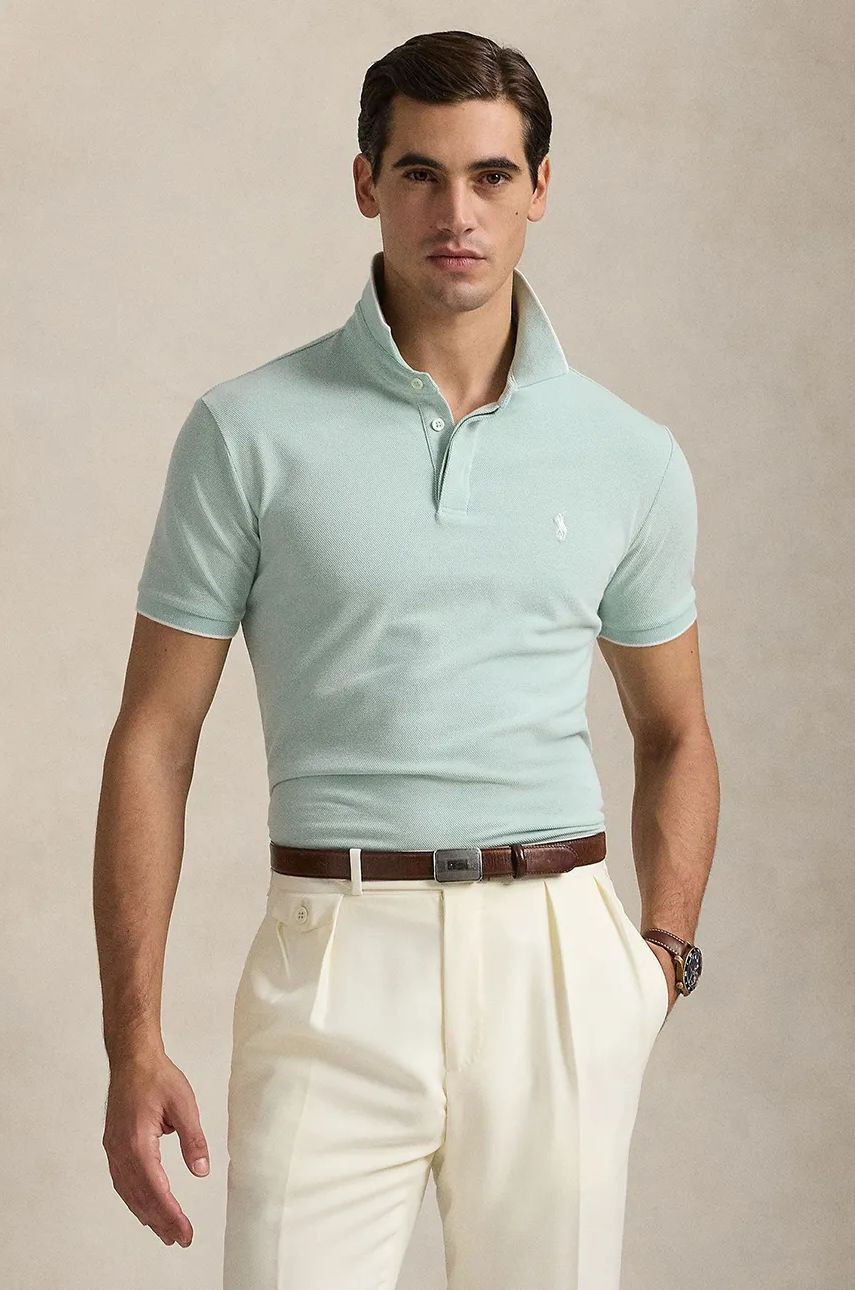 Bavlnené polo tričko Polo Ralph Lauren zelená farba, jednofarebné, 710963494