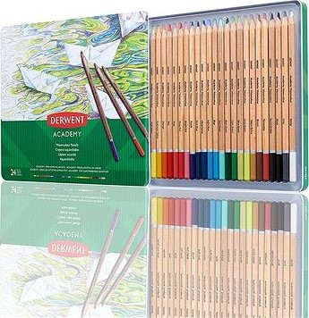 DERWENT Academy Watercolour Pencils Tin v plechovej krabičke, šesťhranné, 24 farieb