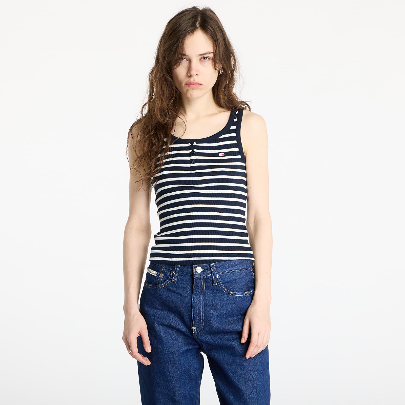 Tommy Jeans Slim Button Tank Blue M
