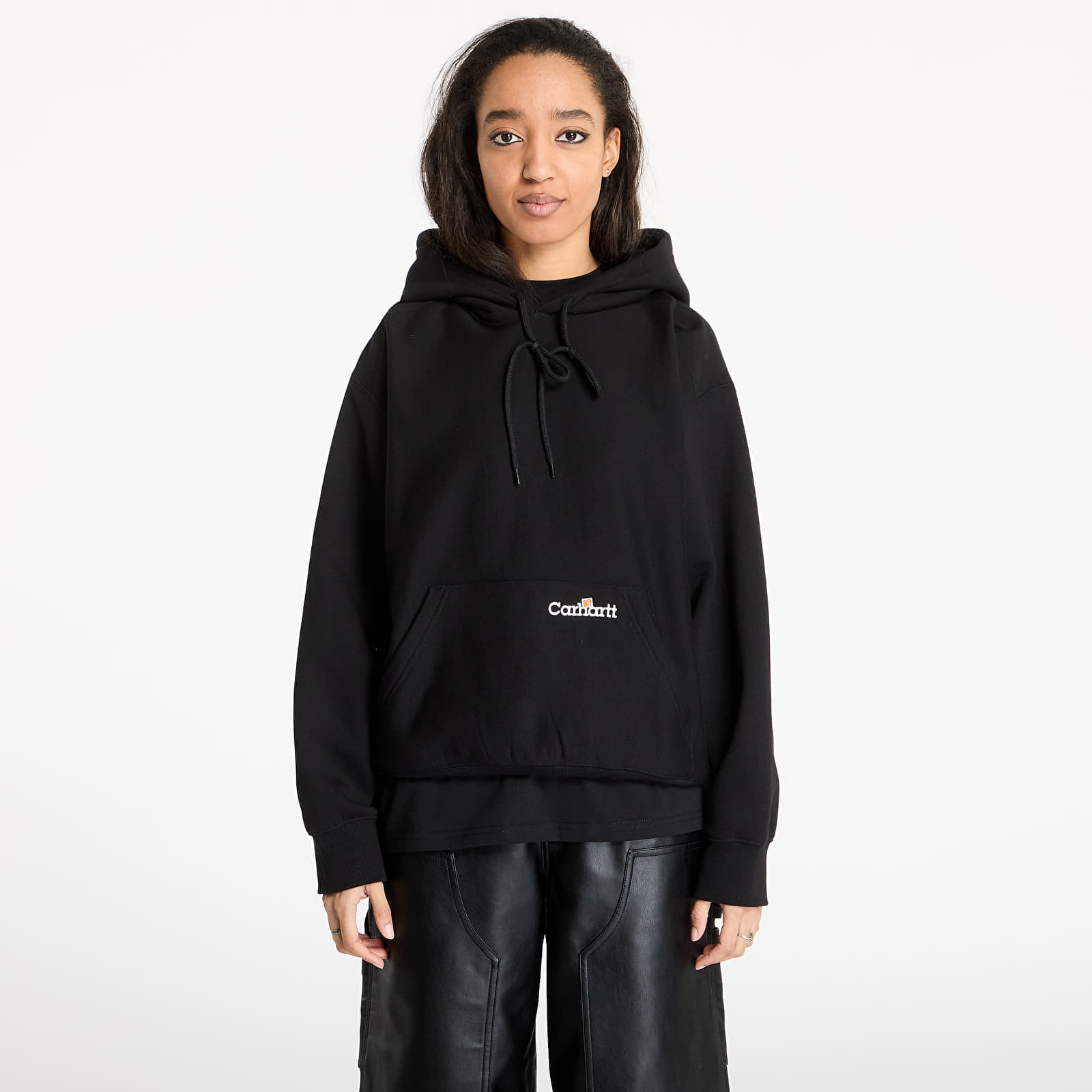 Mikina Carhartt WIP Hooded Label Script Sweat UNISEX Black XS