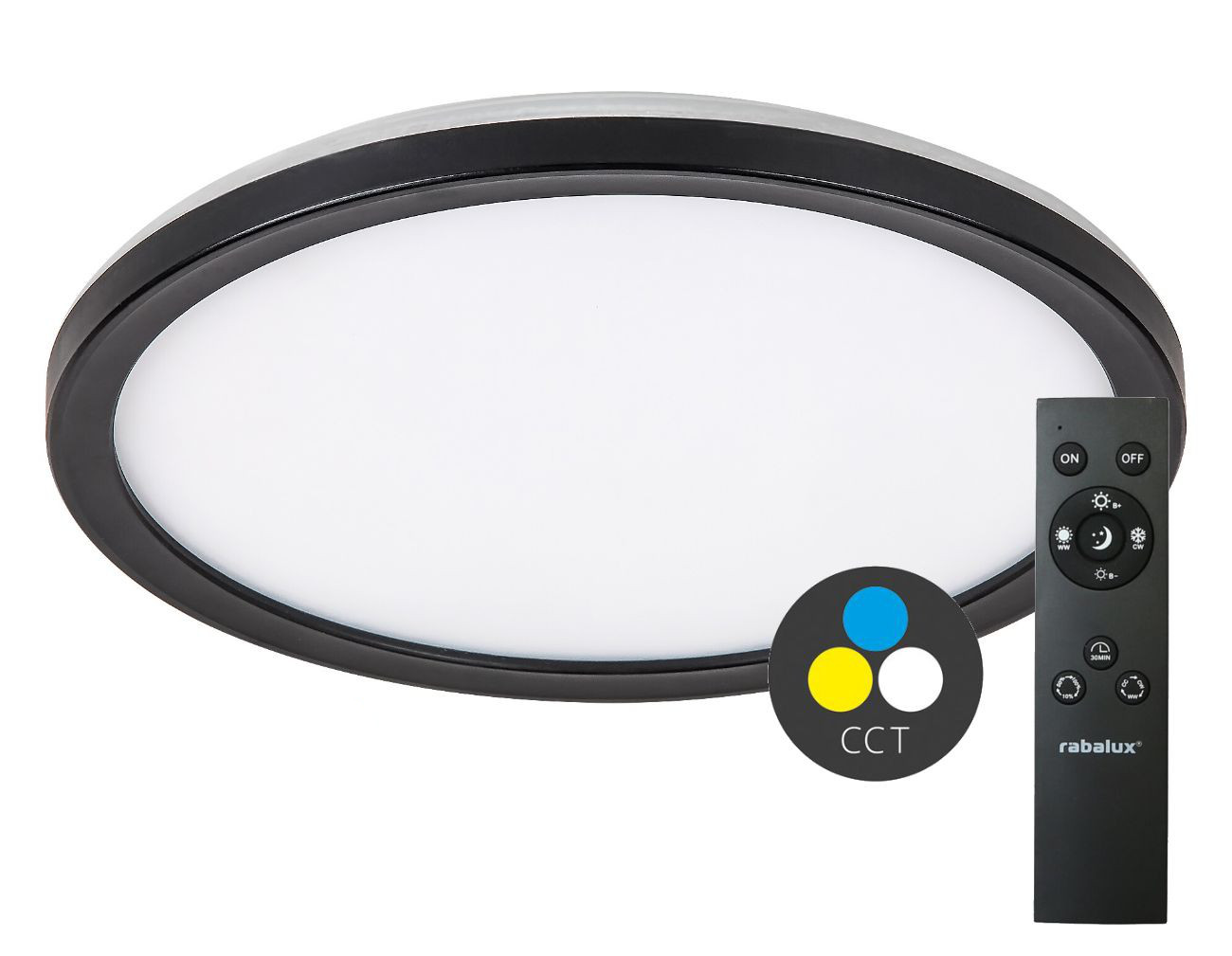 Rabalux SMART TUYA Čierne LED stropné svietidlo Inverness okrúhle 280mm 15W CCT s DO 7265