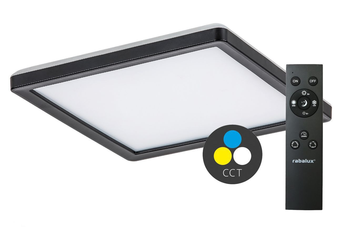 Rabalux SMART TUYA Čierne LED stropné svietidlo Inverness hranaté 250x250mm 15W CCT s DO 7775