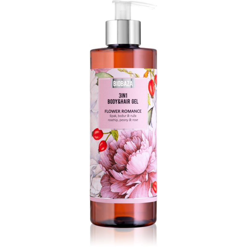 BIOBAZA 3in1 Body&Hair Gel Flower Romance šampón, kondicionér a sprchový gél 3 v 1 400 ml