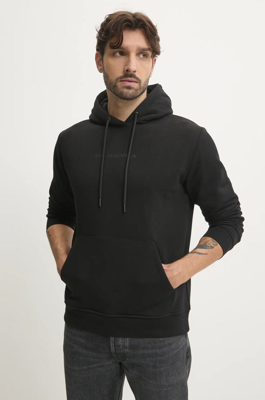 Mikina Karl Lagerfeld pánska, čierna farba, s kapucňou, s potlačou, 544942.705067