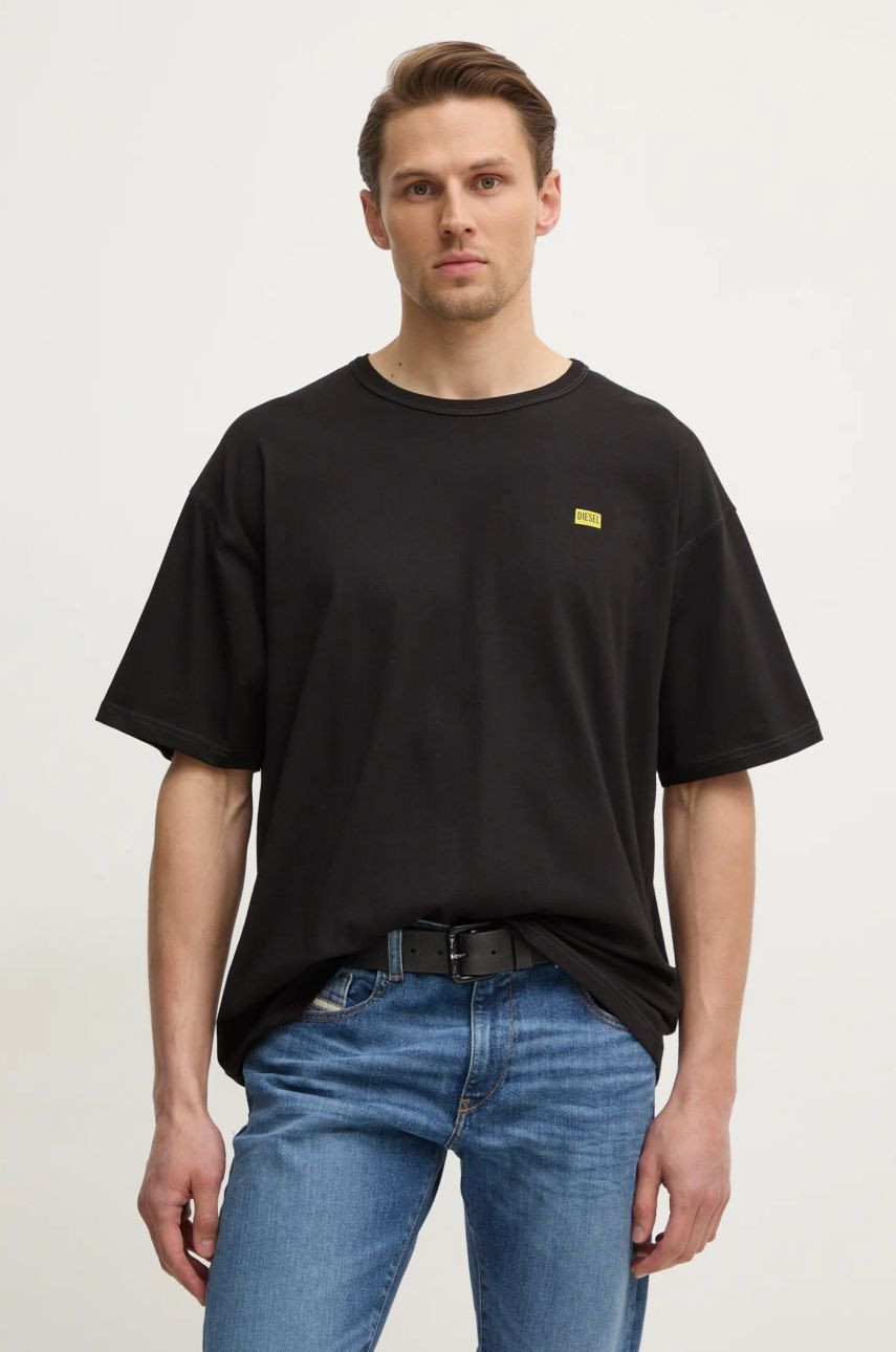Bavlnené tričko Diesel T-BOXT-R30 T-SHIRT pánsky, čierna farba, jednofarebný, A16400.0QIAM