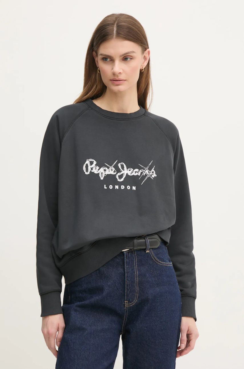 Mikina Pepe Jeans LUPITA dámska, šedá farba, s potlačou, PL581467