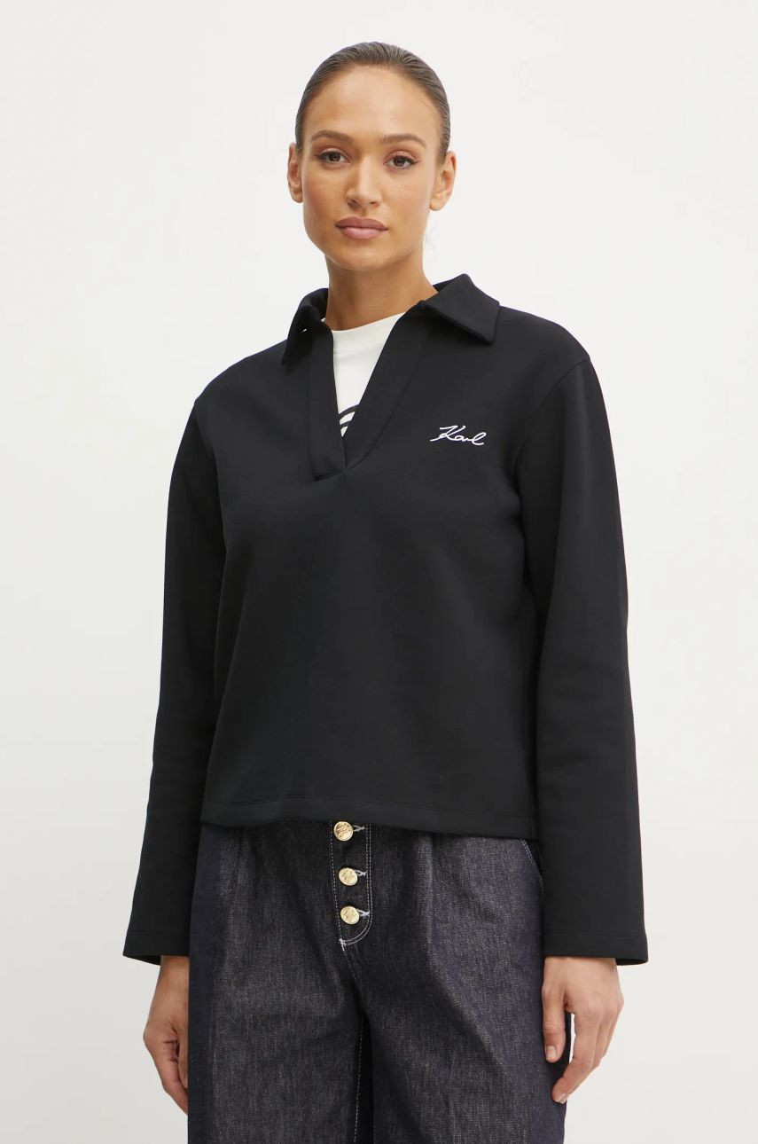 Mikina Karl Lagerfeld dámska, čierna farba, jednofarebná, A1W20042