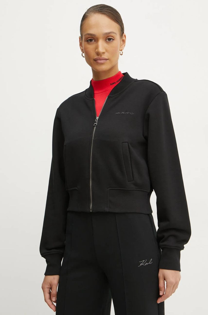 Mikina Karl Lagerfeld dámska, čierna farba, jednofarebná, A1W20043