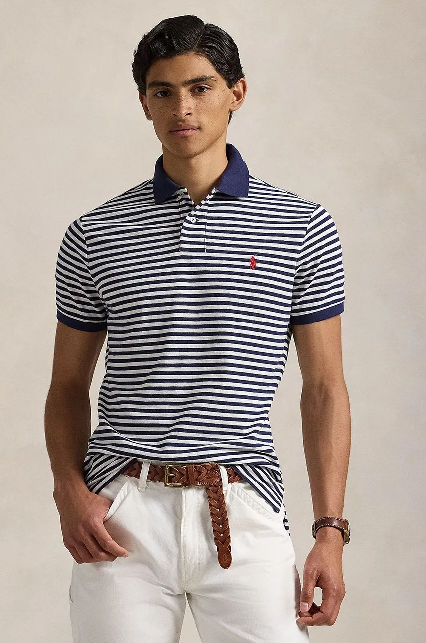 Bavlnené polo tričko Polo Ralph Lauren biela farba, vzorované, 710956682