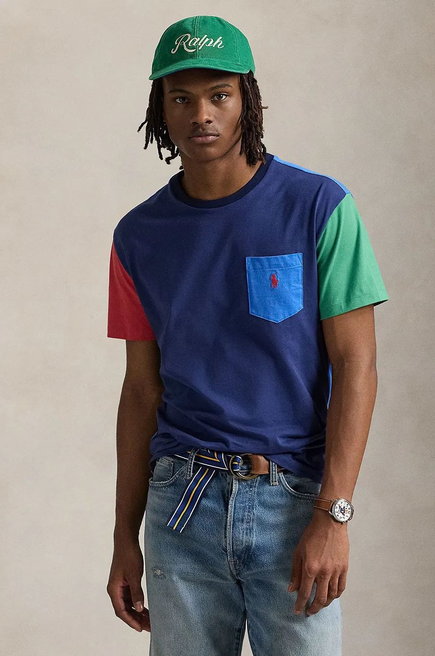 Bavlnené tričko Polo Ralph Lauren pánske, tmavomodrá farba, jednofarebné, 710852665