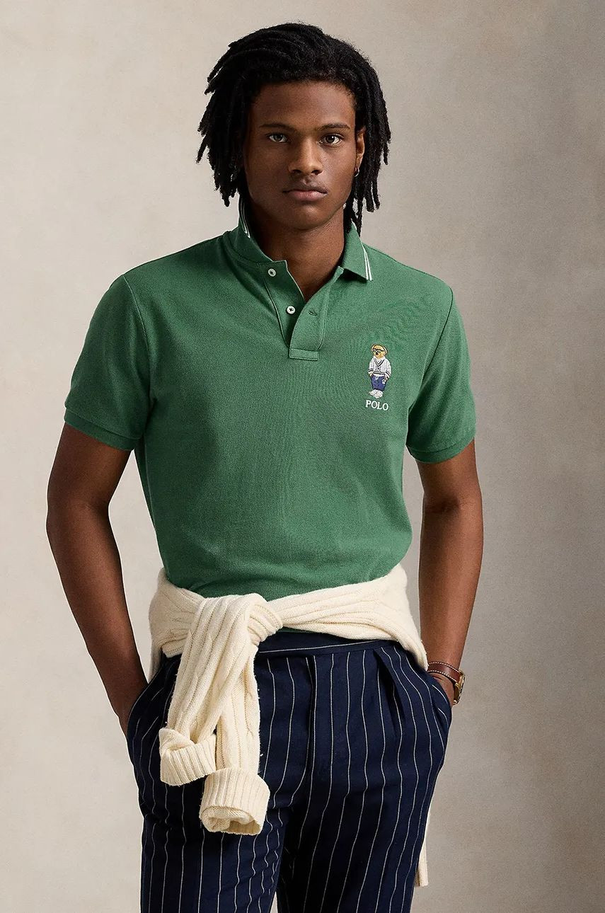 Bavlnené polo tričko Polo Ralph Lauren zelená farba, jednofarebný, 710963817