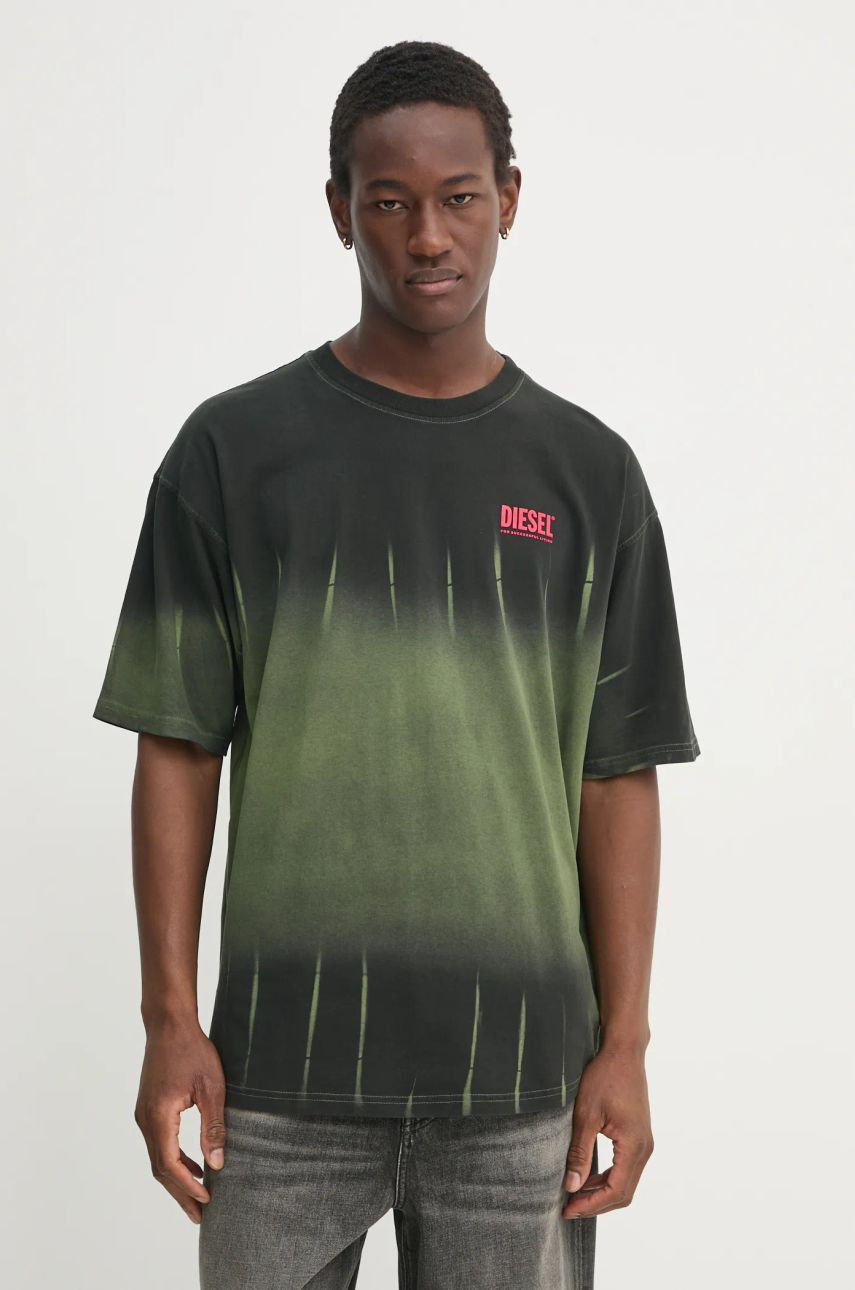 Bavlnené tričko Diesel T-BOXT-R3 T-SHIRT pánske, zelená farba, vzorované, A16121.0SLBQ