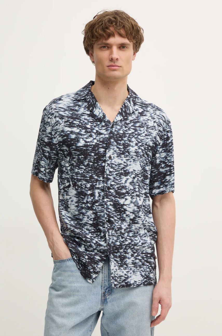 Košeľa Calvin Klein pánska, čierna farba, regular, KM0KM01148