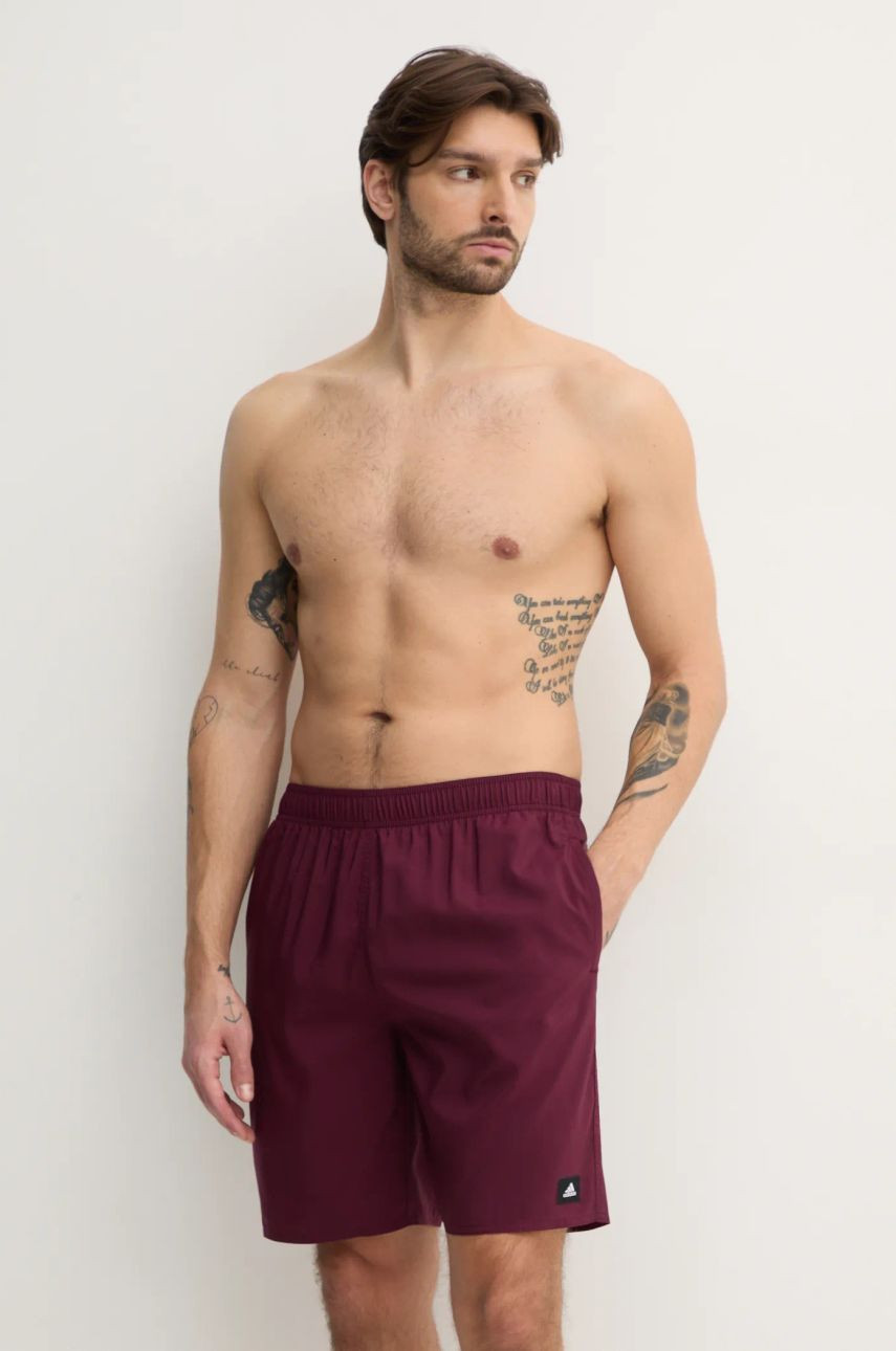 Plavkové šortky adidas Performance Solid CLX bordová farba, JD0318