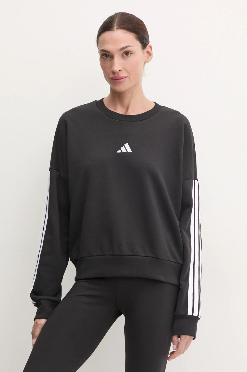 Mikina adidas Essentials dámska, čierna farba, s nášivkou, JE0016
