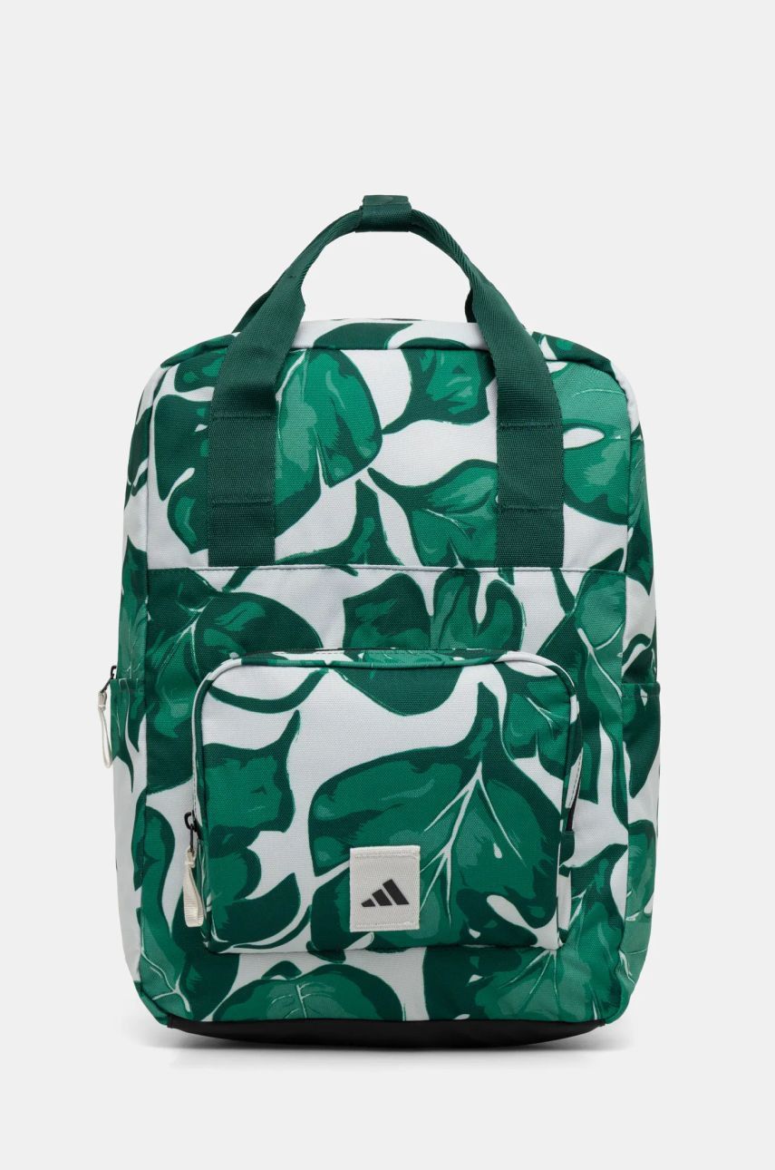 Ruksak adidas W LEAF BACKPACK dámsky, zelená farba, veľký, vzorovaný, JG1111