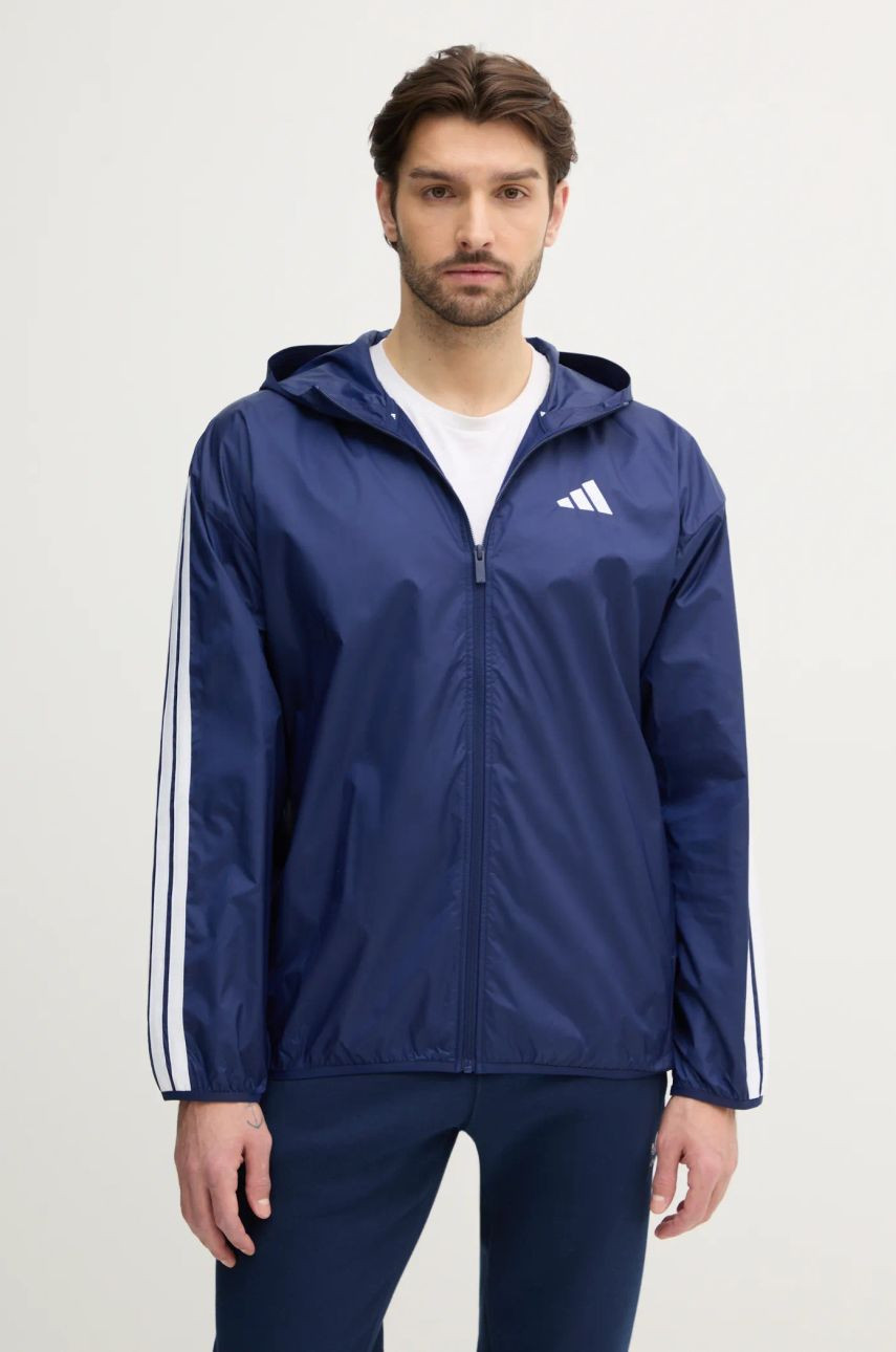 Bunda adidas Essentials pánska, tmavomodrá farba, prechodná, JE6327