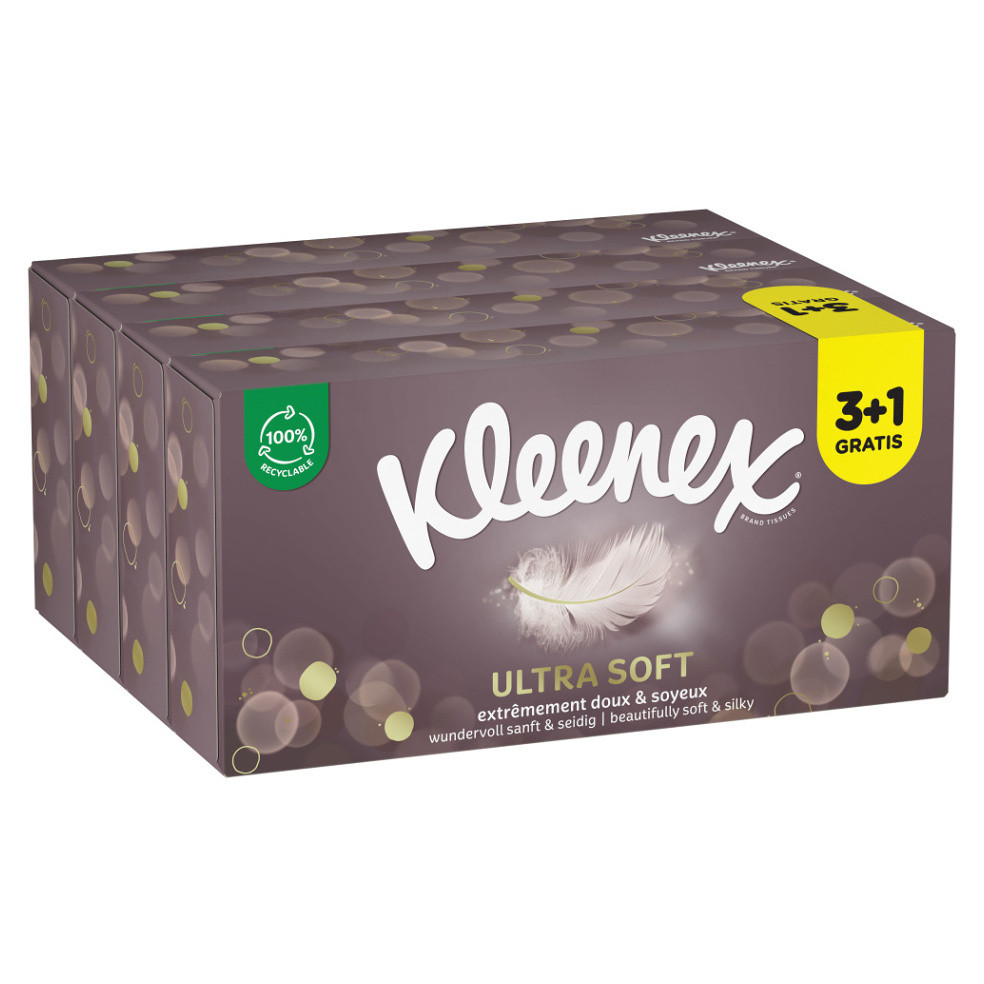 KLEENEX Papierové vreckovky 3-vrstvové Ultra Soft Box 4 x 64 kusov