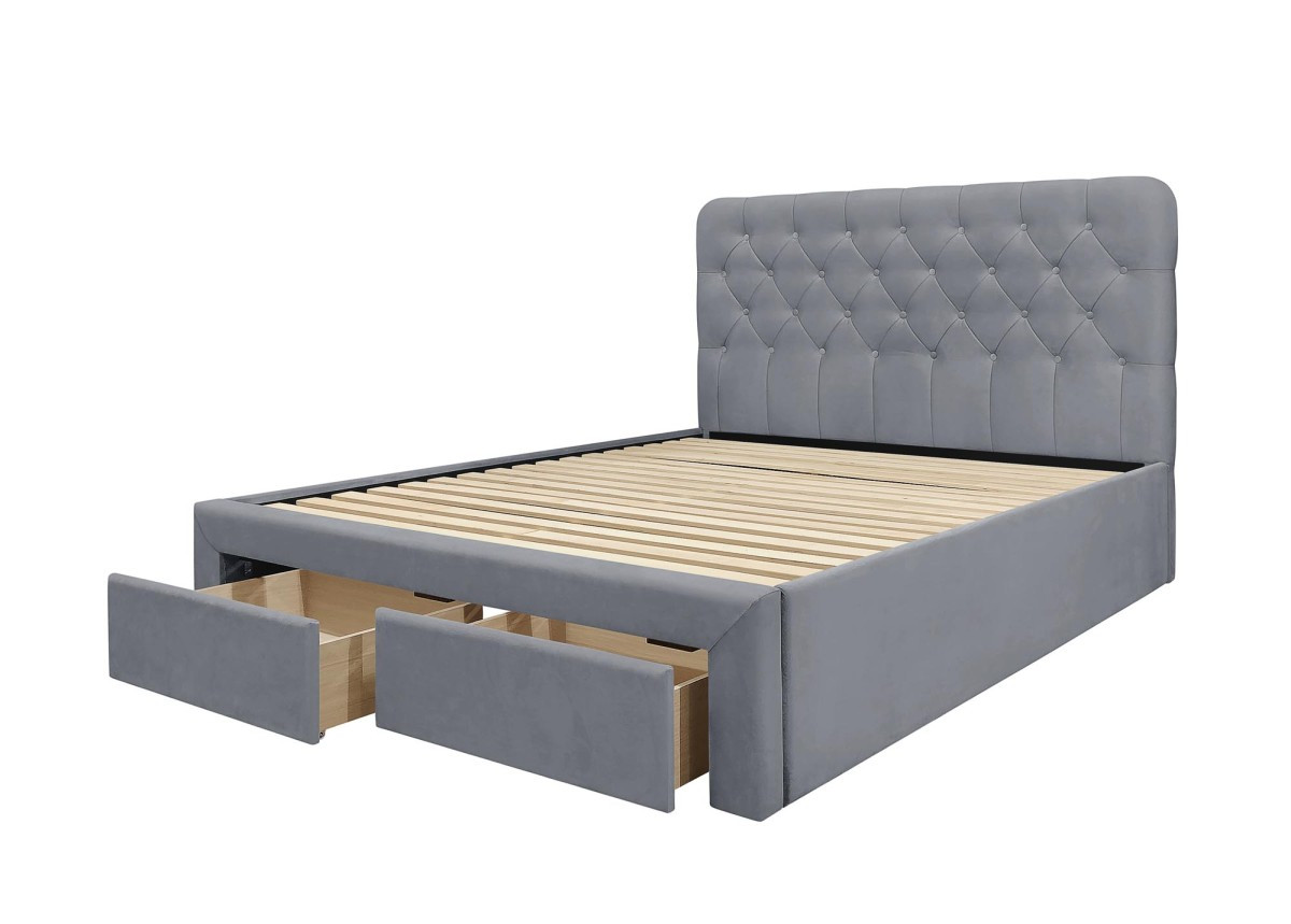 Čalouněná postel MARISOL se zásuvkami 160x200 popelavě šedá