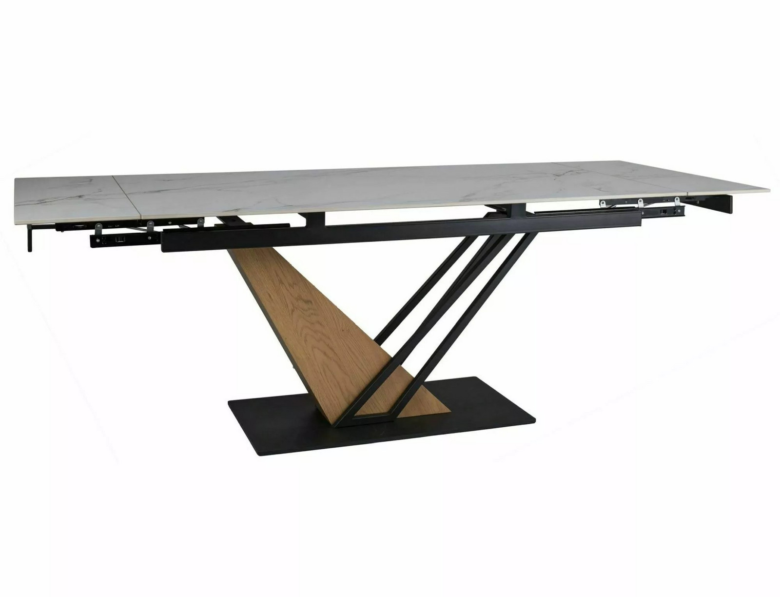 Rozkládací jídelní stůl Genesis 160/220 cm bílý mramor/dub přírodní