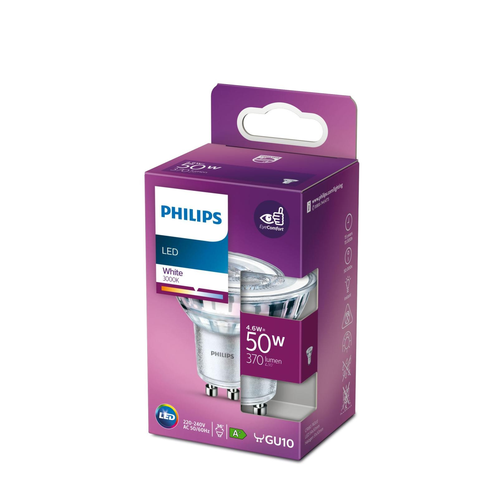 PHILIPS žiarovka LEDClassic 50W GU10 WH 36D ND 1PF SRT4