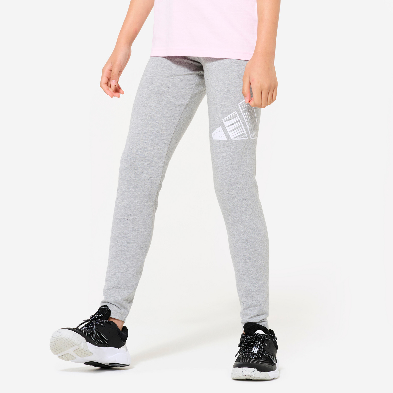 ADIDAS dievčenské bavlnené legíny sivé