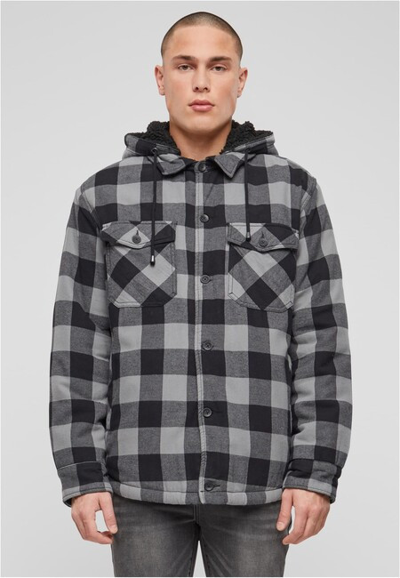 Brandit Lumberjacket Hooded black/charcoal - S