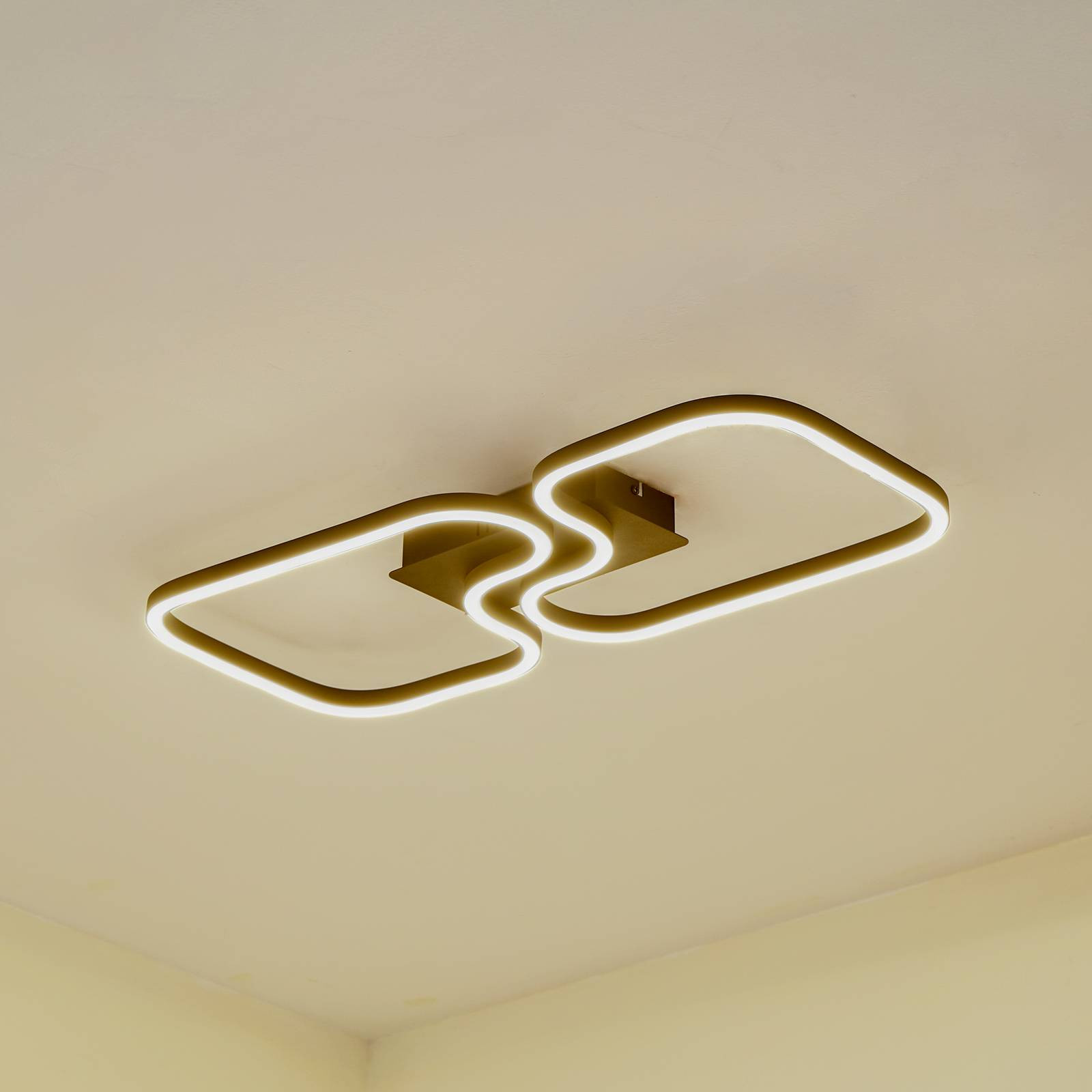 Stropné svietidlo Lucande LED Amiya, 64 cm, čierna farba, hliník