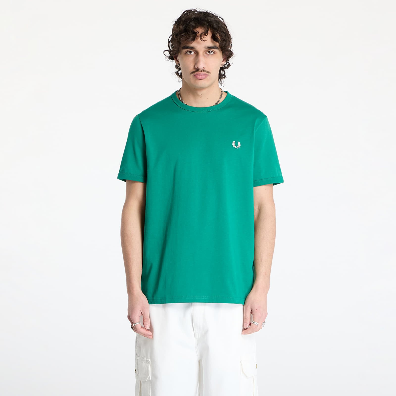 Tričko FRED PERRY Ringer T-Shirt Label Green S