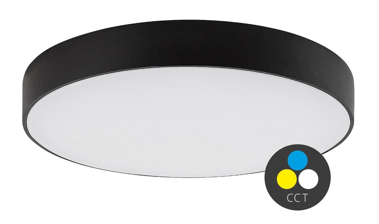 Rabalux Čierne stropné LED svietidlo Tartu okrúhle 300mm 24W IP44 CCT R7898