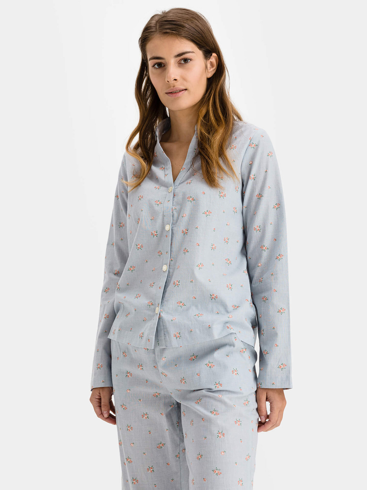 GAP Košeľa na spanie pajama in poplin Modrá