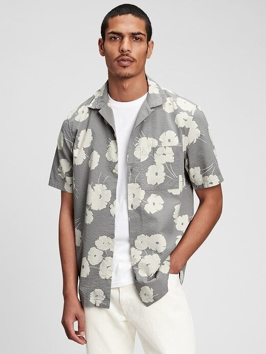 GAP Shirt seersucker camp collar - Men's